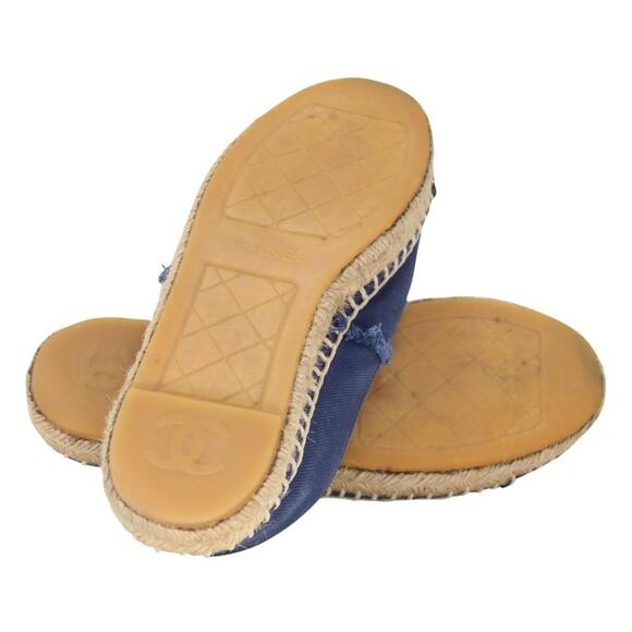 Chanel Espadrille 37 Canvas Linen Raw Edge Cap-toe Flats CC-0717N-0006 - Picture 10 of 11